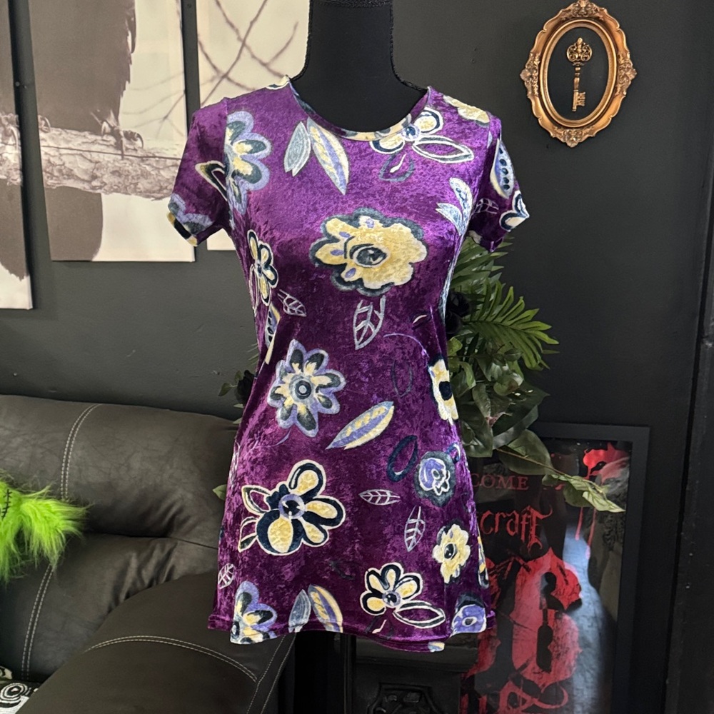 Vintage floral velvet dress